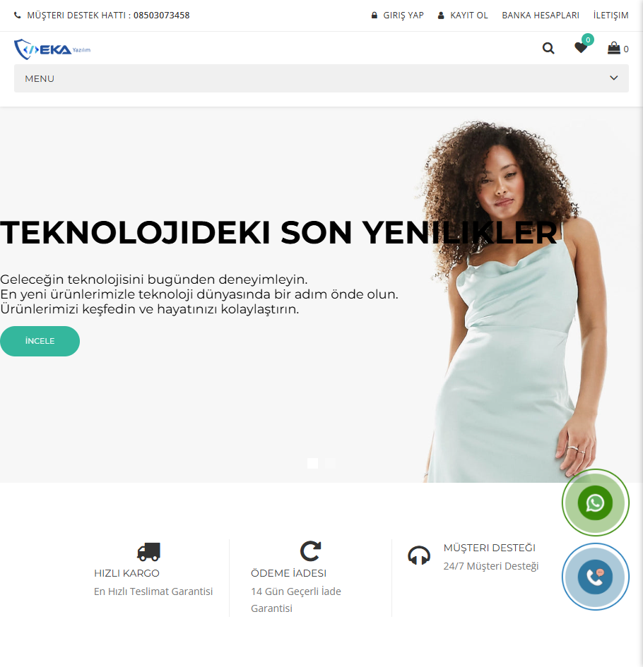 Eka Butik V3 E-ticaret Yazılımı & Sanal Pos & Sms & Fatura Entegrasyonlu & Bayilik Modüllü